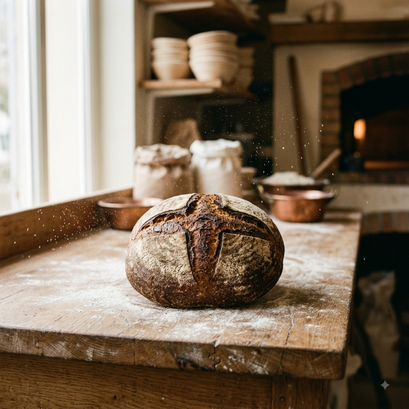 Miche de pain au levain sortie du four